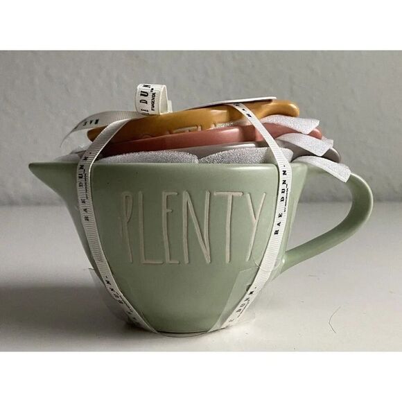 RAE DUNN Thanksgiving Measuring Cups Gather Bounty Blessings Plenty Ceramic NEW - Picture 1 of 9